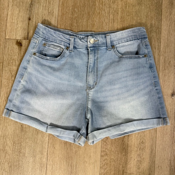 No Boundaries Pants - No Boundaries Light Blue Denim Roll Cuff Shorts